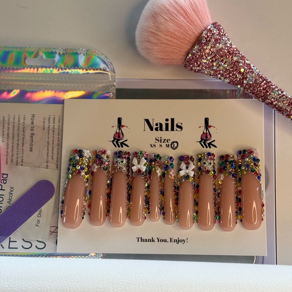 Bling Rainbow | Custom Press On Nails | High Quality Nails | Handmade LARGE